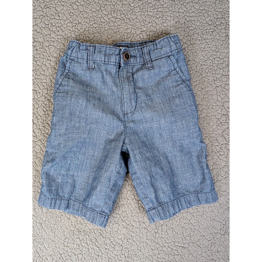 OshKosh B'gosh Boys Size 6 Blue Chambray Flat Front Shorts Adjustable Waist
